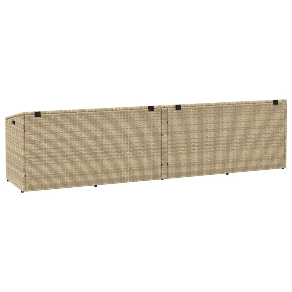 Caja de almacenaje jardín ratán beige 220x50x58