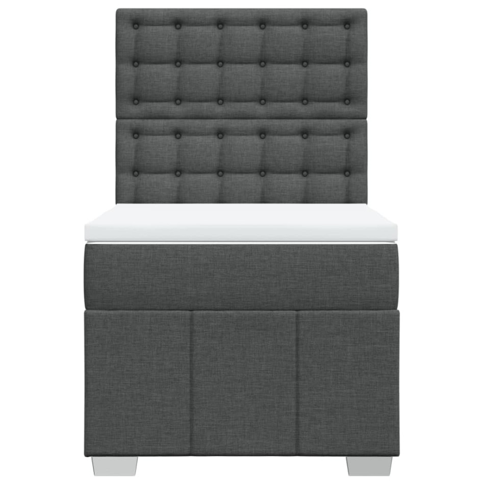 Cama box spring con colchón tela gris oscuro 100x200