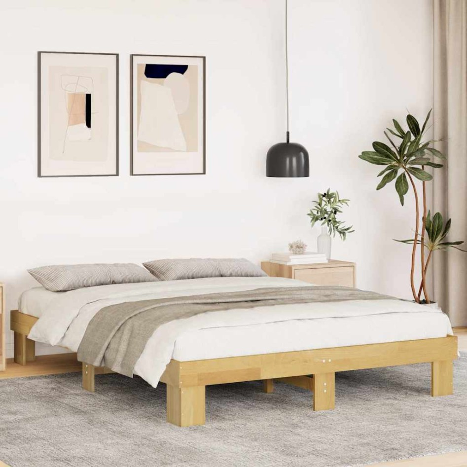 Estructura de cama sin colchón 135x190 cm madera maciza