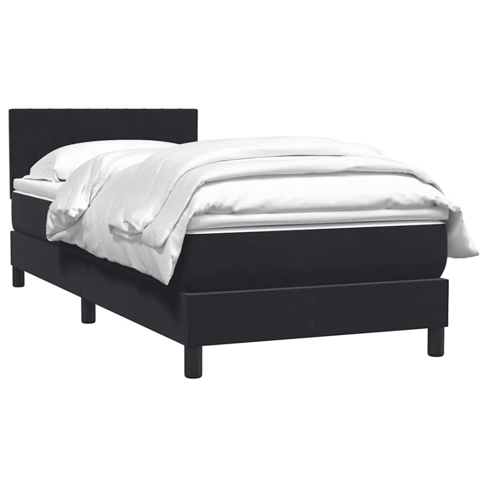 Cama box spring con colchón cuero sintético negro 90x210