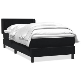 Cama box spring con colchón terciopelo negro 90x220