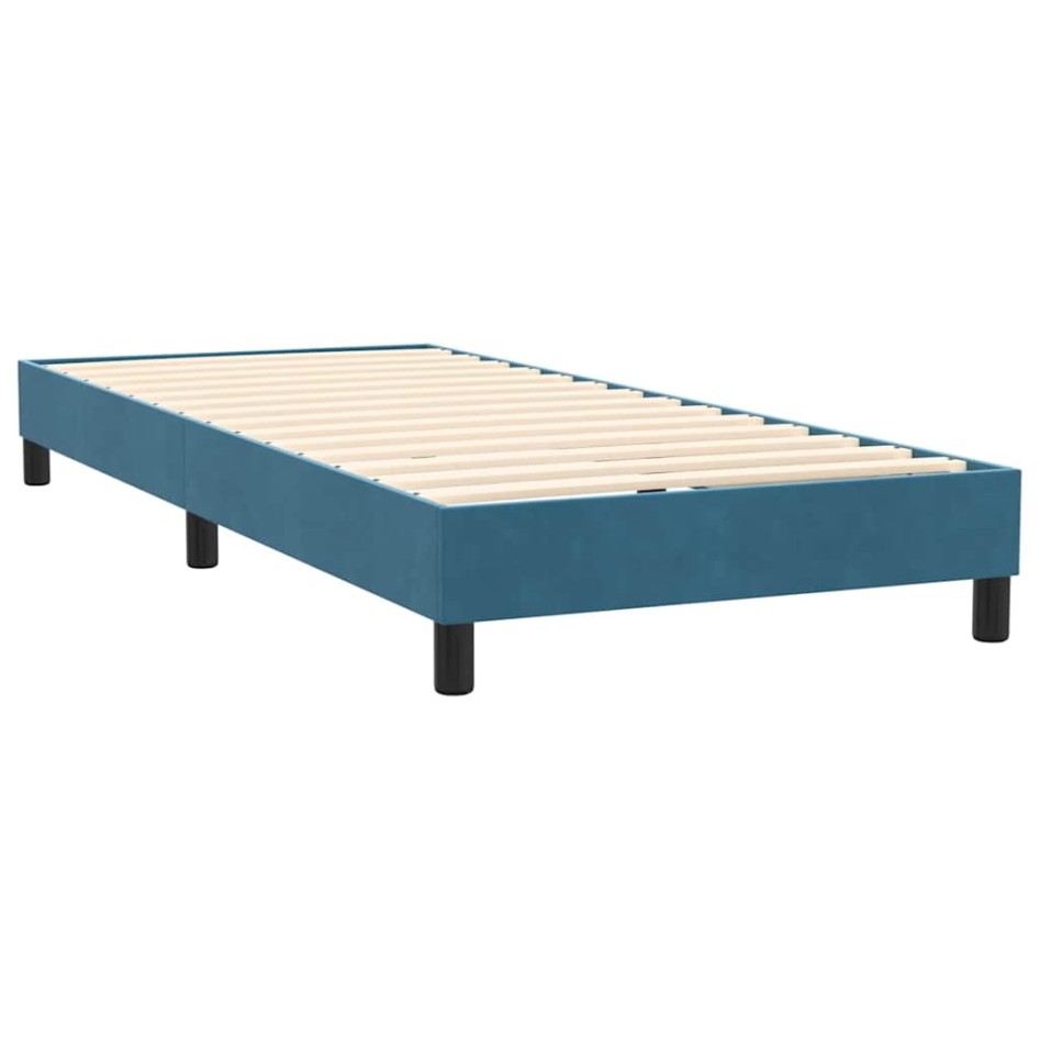 Cama box spring con colchón terciopelo azul oscuro 80x210