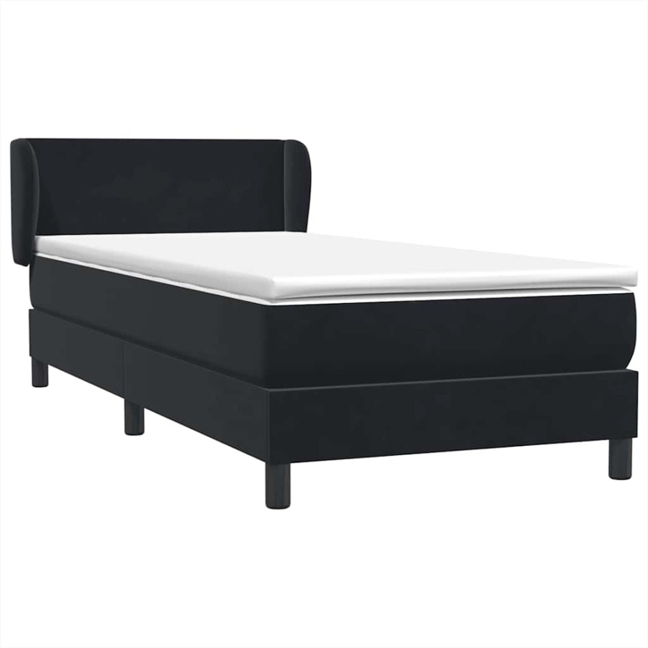 Cama box spring con colchón cuero sintético negro 80x220