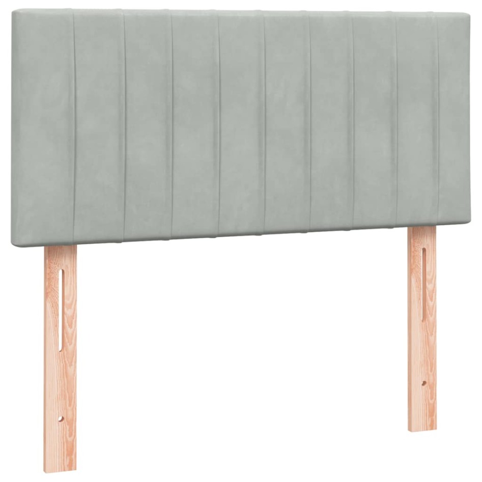 Cama box spring con colchón terciopelo gris claro 90x220