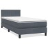 Cama box spring con colchón terciopelo gris oscuro 80x220