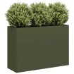 Jardinera de acero laminado en frío verde oliva 120x40x80 cm