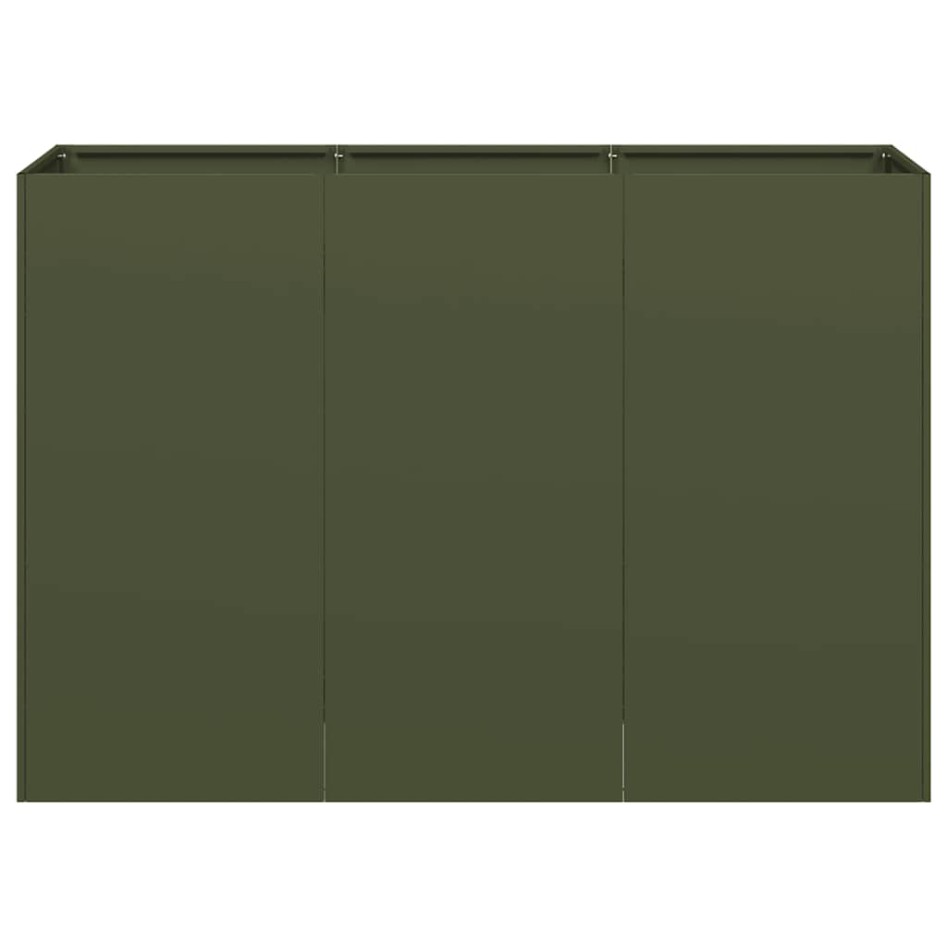 Jardinera de acero laminado en frío verde oliva 120x40x80