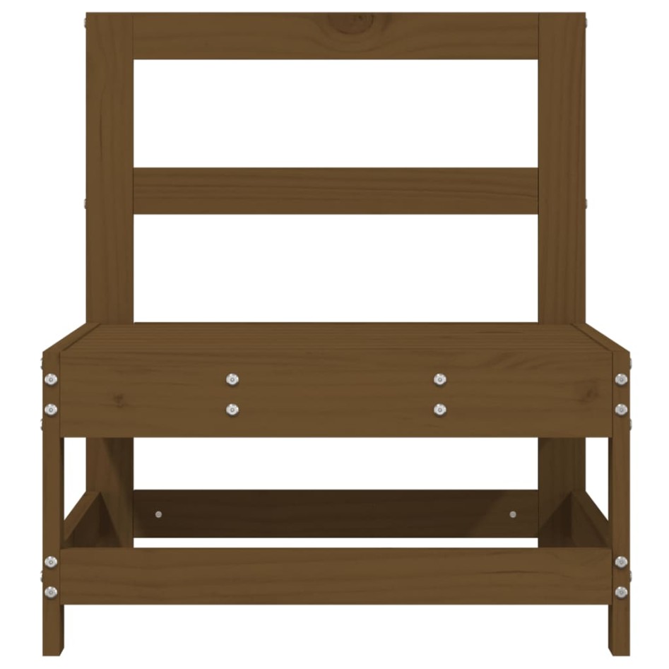 Sofás centrales de jardín 2 uds madera maciza pino marrón