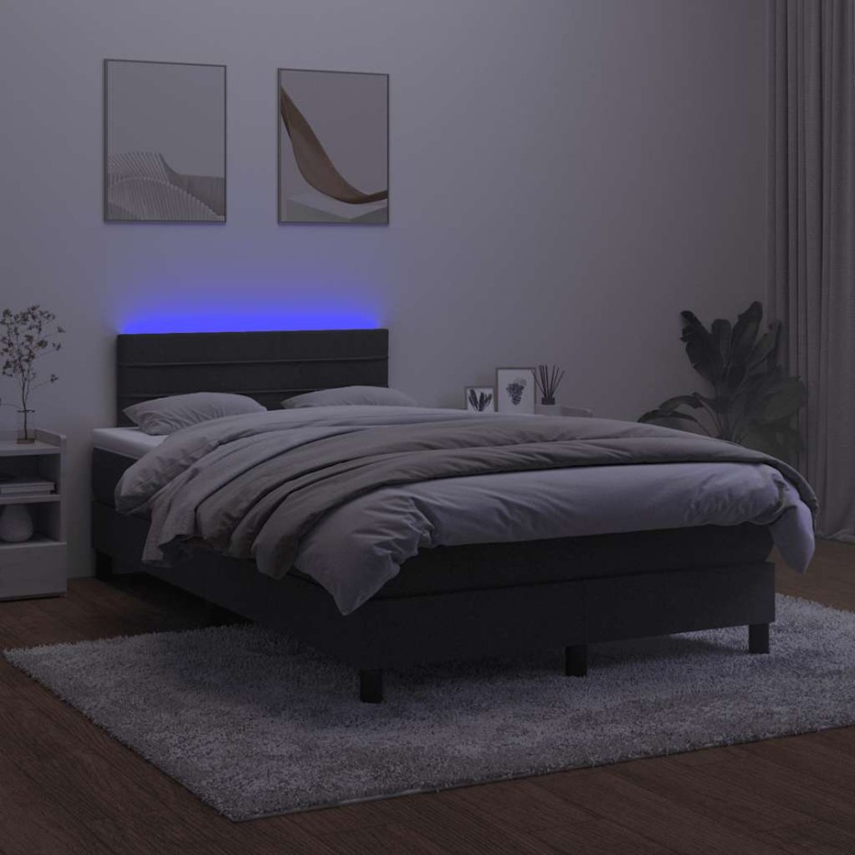 Cama box spring con colchón y LED terciopelo negro 120x190