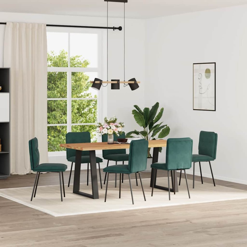 Sillas de comedor 6 unidades terciopelo verde