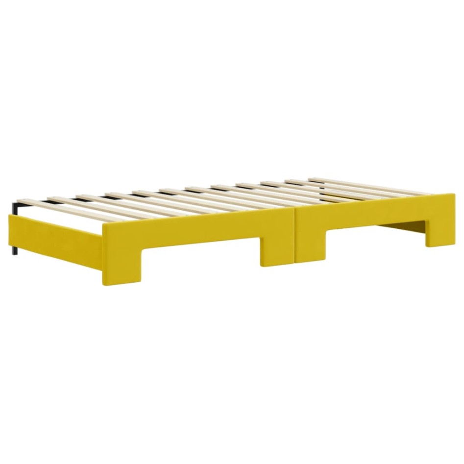 Sofá cama nido con colchón terciopelo amarillo 100x200
