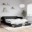 Sofá cama nido con cajones tela negro 90x190 cm