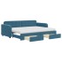 Sofá cama nido con cajones terciopelo azul 80x200