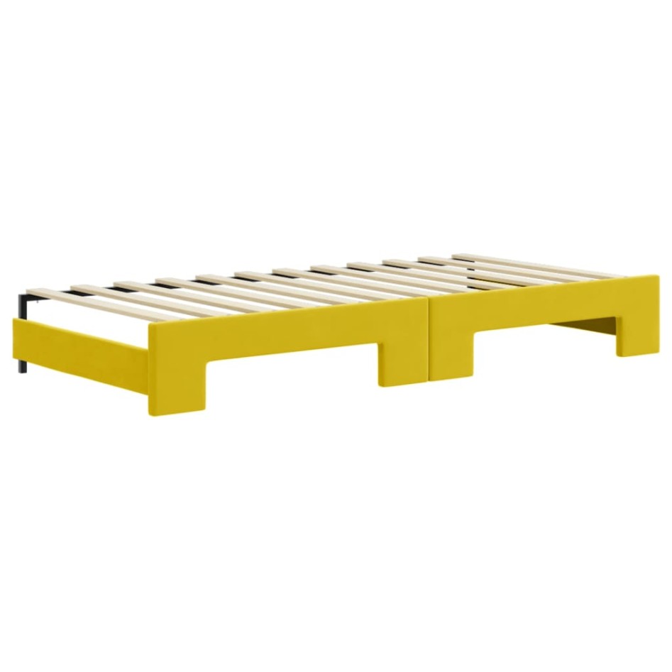 Sofá cama nido con cajones terciopelo amarillo 90x200