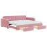 Sofá cama nido con cajones terciopelo rosa 90x200