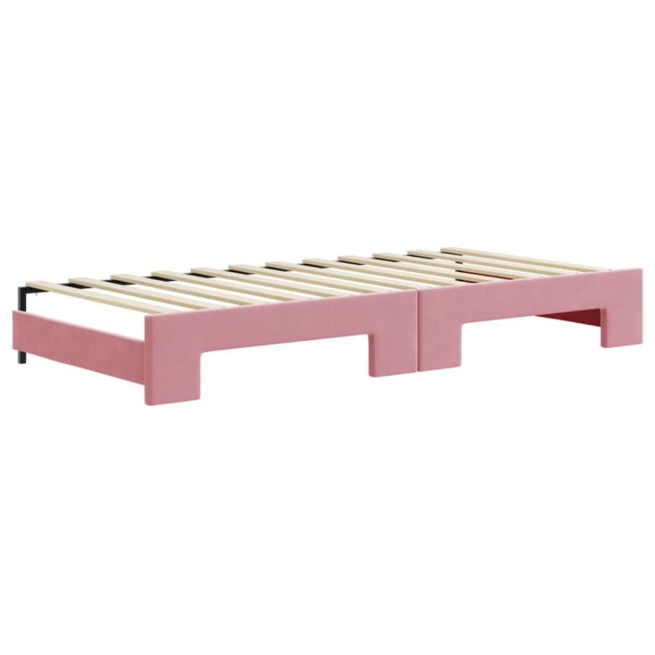 Sofá cama nido con cajones terciopelo rosa 90x200