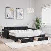 Sofá cama nido con cajones terciopelo negro 100x200 cm