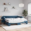 Sofá cama nido con colchón terciopelo azul 90x200 cm