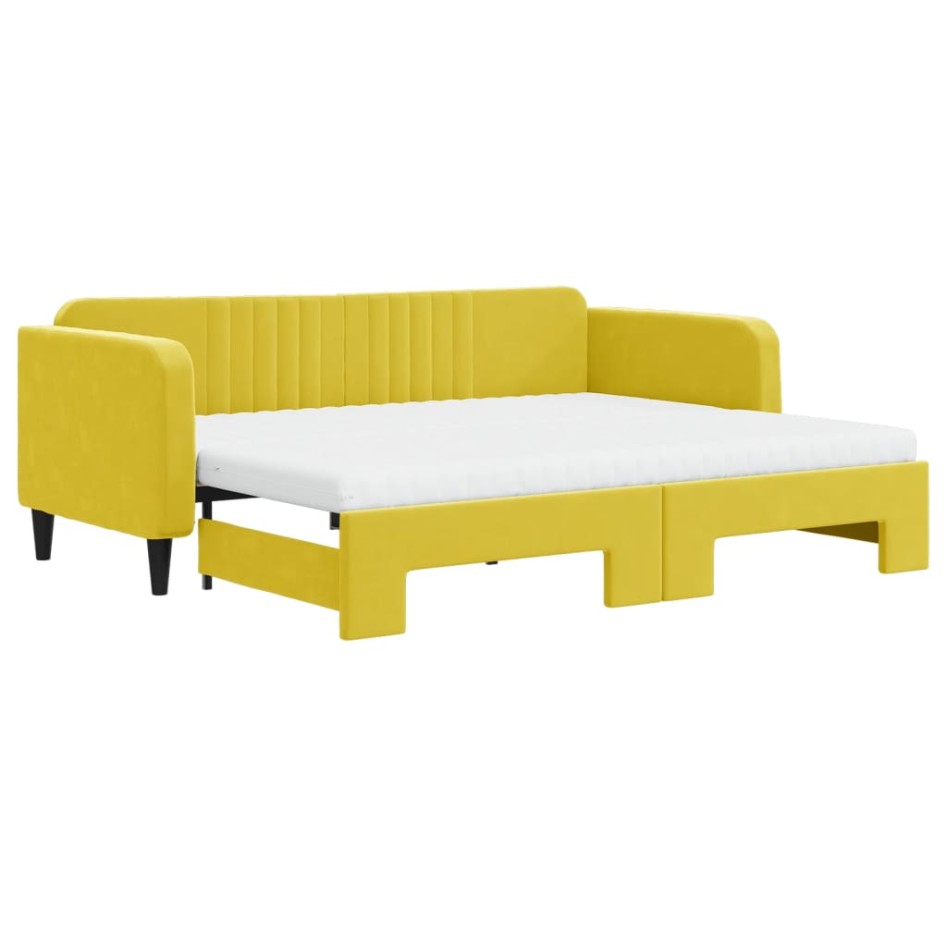Sofá cama nido con colchón terciopelo amarillo 90x200