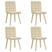 Sillas de comedor 4 unidades tela color crema