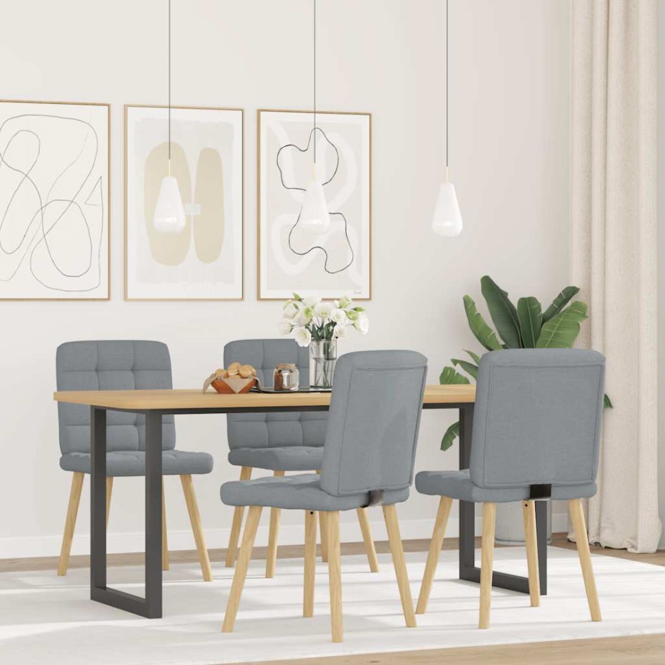 Sillas de comedor 4 unidades tela gris