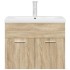 Mueble de baño con lavabo incorporado y grifo roble