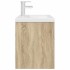 Mueble de baño con lavabo incorporado y grifo roble