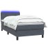Cama box spring con colchón terciopelo gris oscuro 90x220