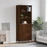 Aparador alto madera contrachapada marrón roble 69,5x34x180