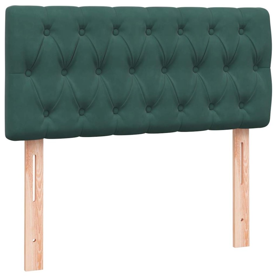 Cama box spring con colchón terciopelo verde oscuro 90x220