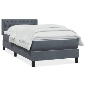 Cama box spring con colchón terciopelo gris oscuro 90x220