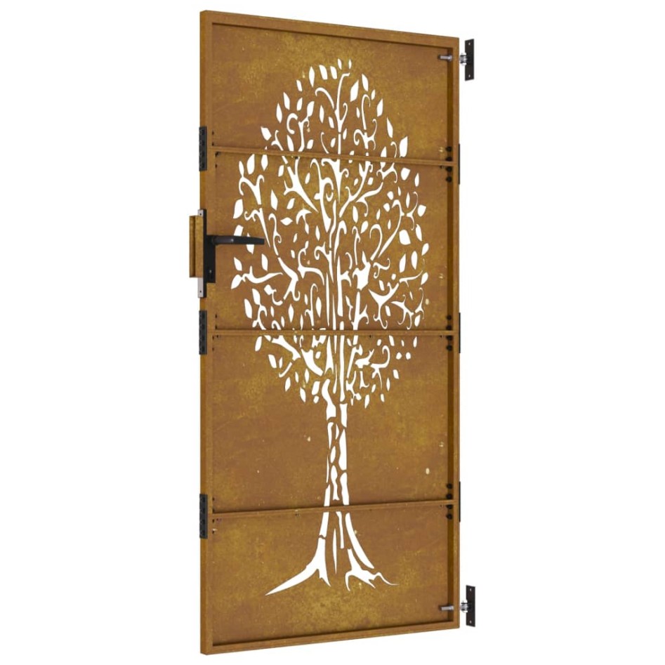 Puerta de jardín acero corten diseño árbol 85x200