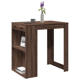 Mesa alta de bar madera ingeniería marrón roble 102x70x103,5