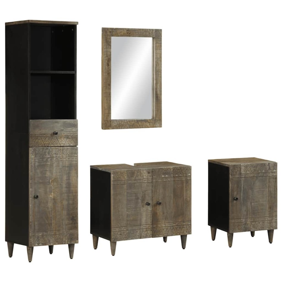 Conjunto de muebles de baño 4 piezas madera maciza de