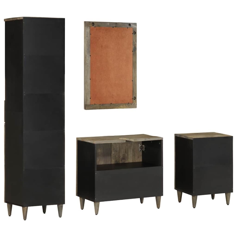 Conjunto de muebles de baño 4 piezas madera maciza de