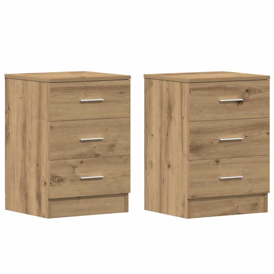 Mesitas de noche 2 uds madera roble artisan 38x35x55