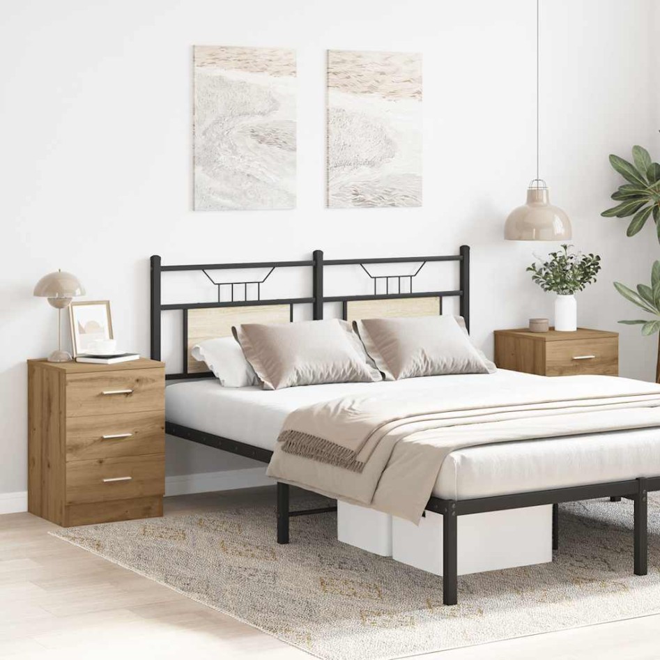 Mesitas de noche 2 uds madera roble artisan 38x35x55