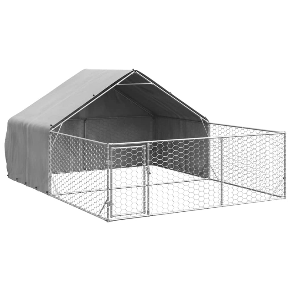 Caseta perros exterior con corral 4x3x1,9 m acero
