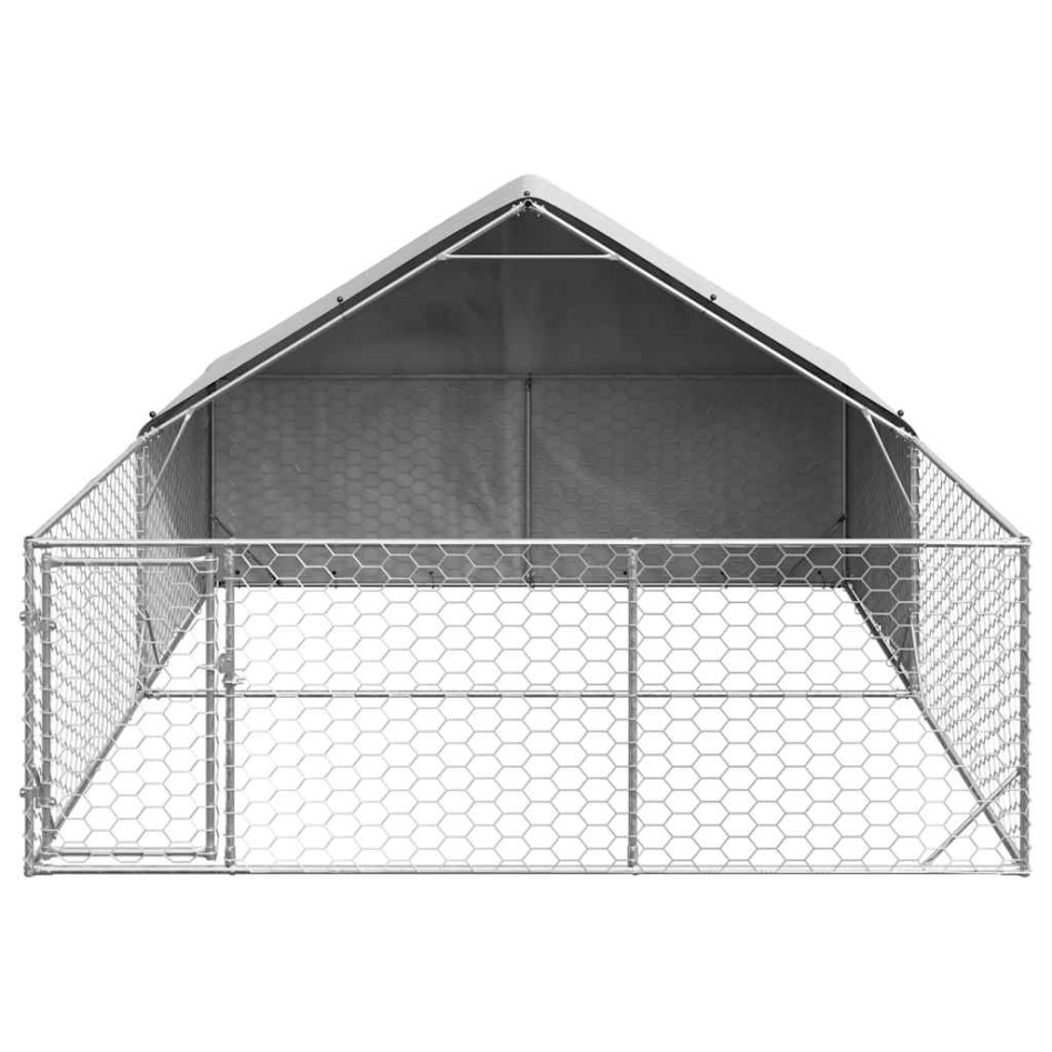 Caseta perros exterior con corral 4x3x1,9 m acero