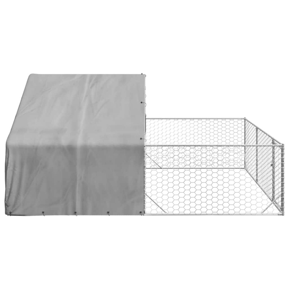 Caseta perros exterior con corral 4x3x1,9 m acero
