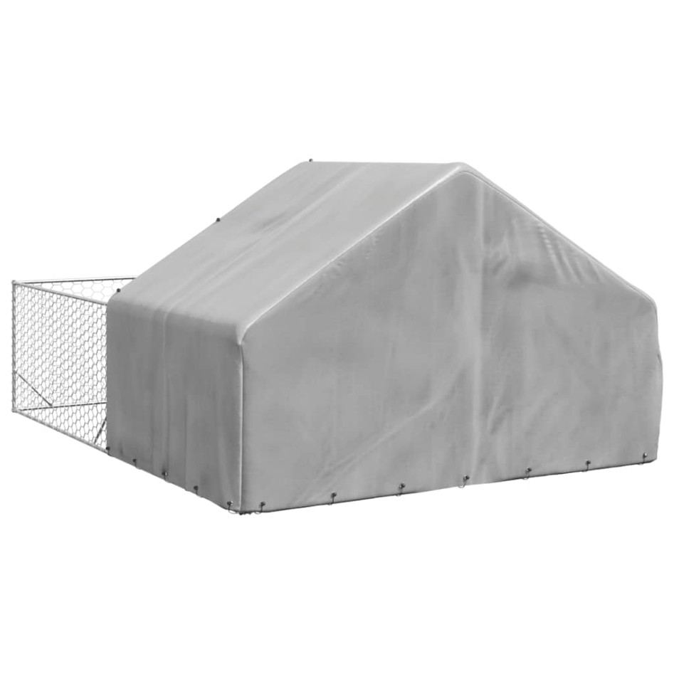 Caseta perros exterior con corral 4x3x1,9 m acero