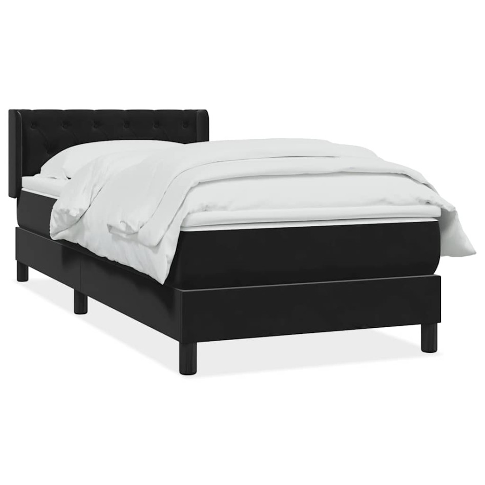 Cama box spring con colchón cuero sintético negro 80x220