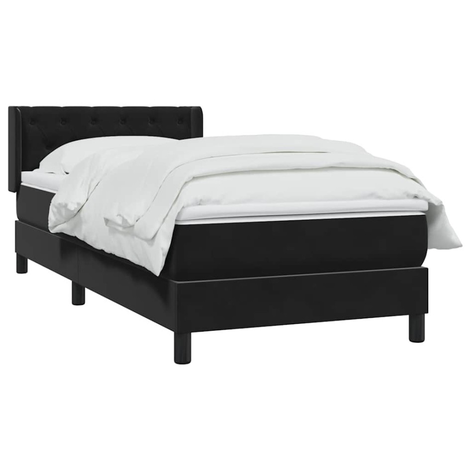 Cama box spring con colchón cuero sintético negro 80x220