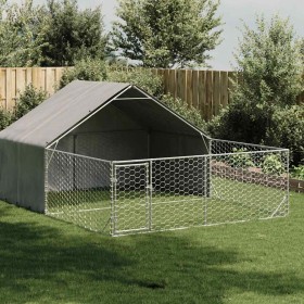Caseta perros exterior con corral 5x3x1,9 m acero
