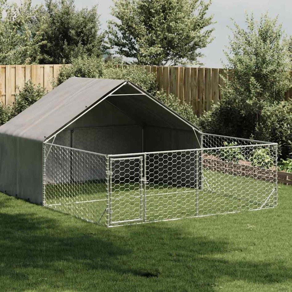 Caseta perros exterior con corral 5x3x1,9 m acero