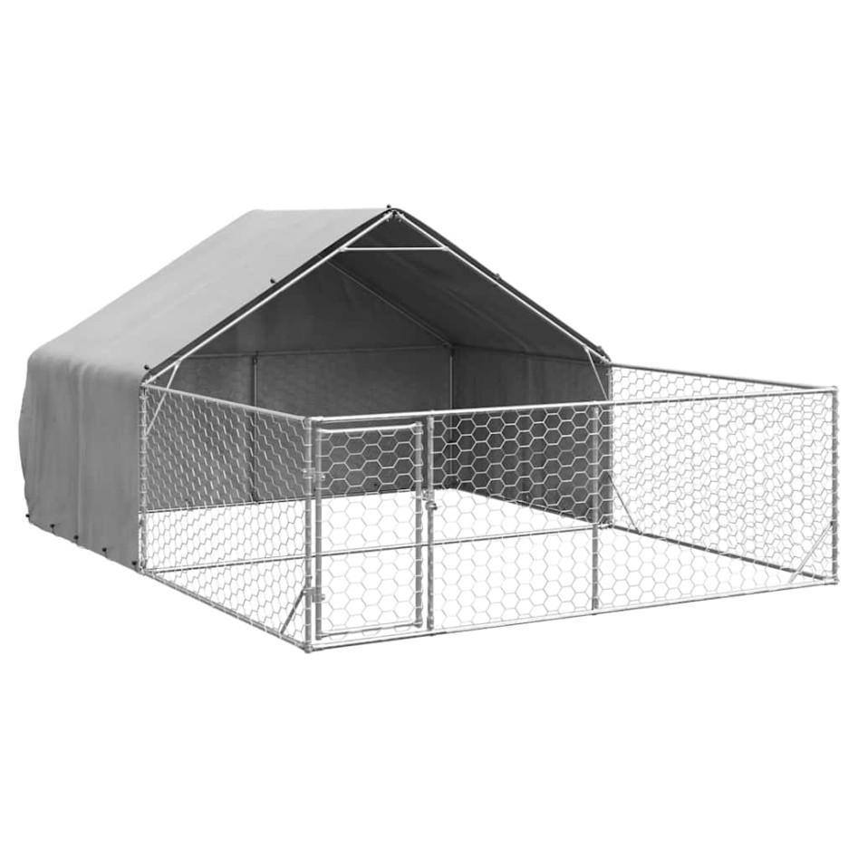 Caseta perros exterior con corral 5x3x1,9 m acero