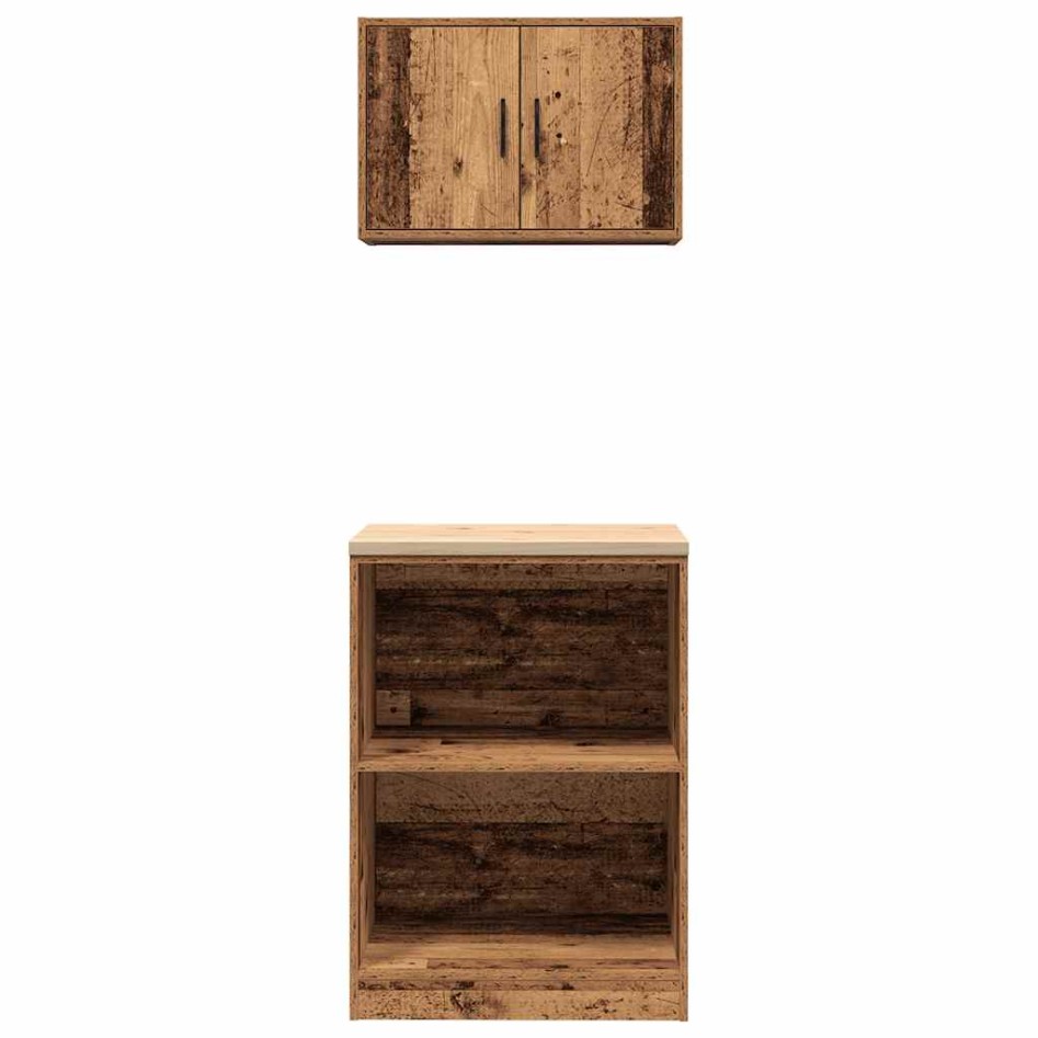 Armarios 2 uds para garaje madera ingeniería antigua