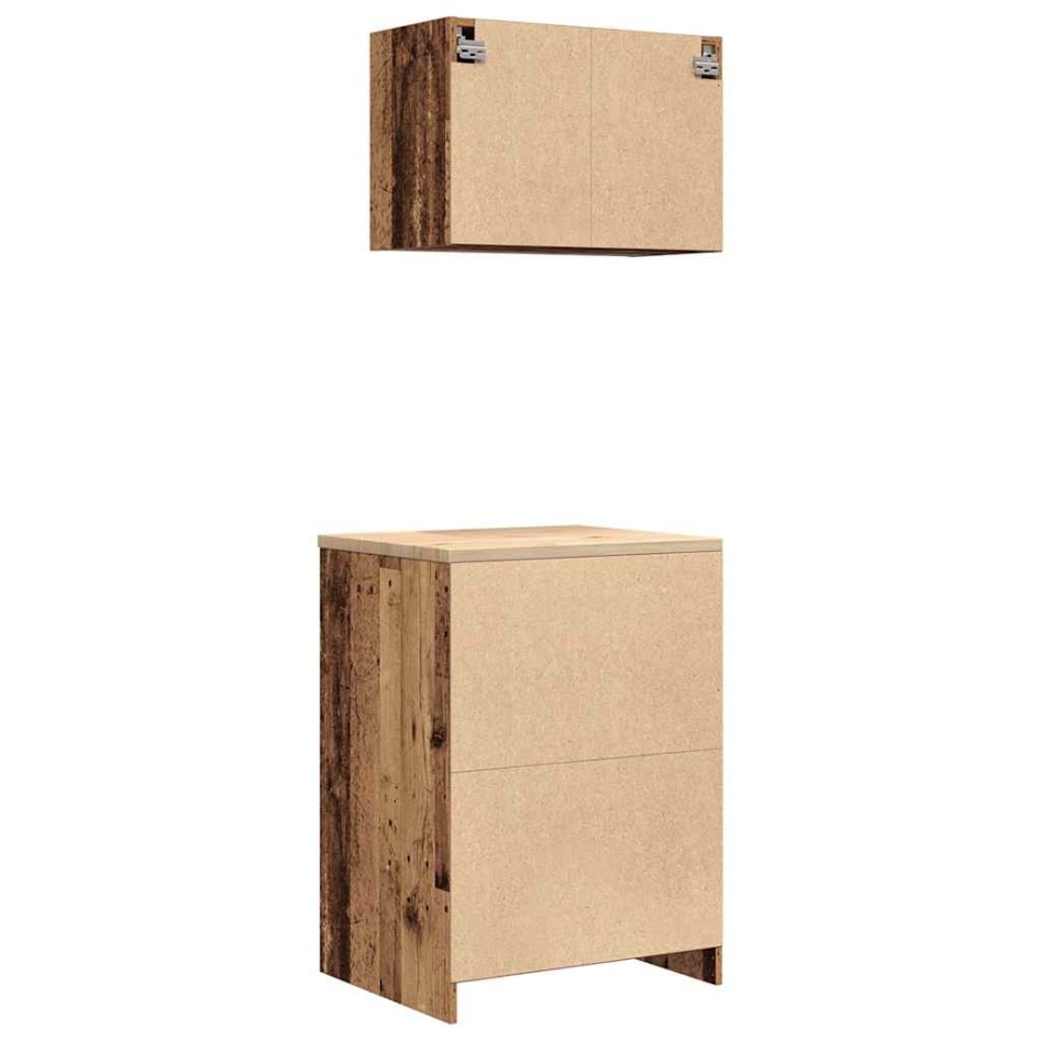 Armarios 2 uds para garaje madera ingeniería antigua