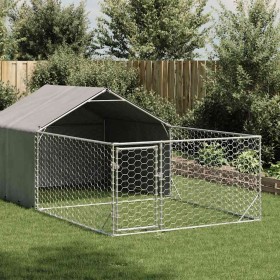 Caseta perros exterior con corral 5x2x1,5 m acero