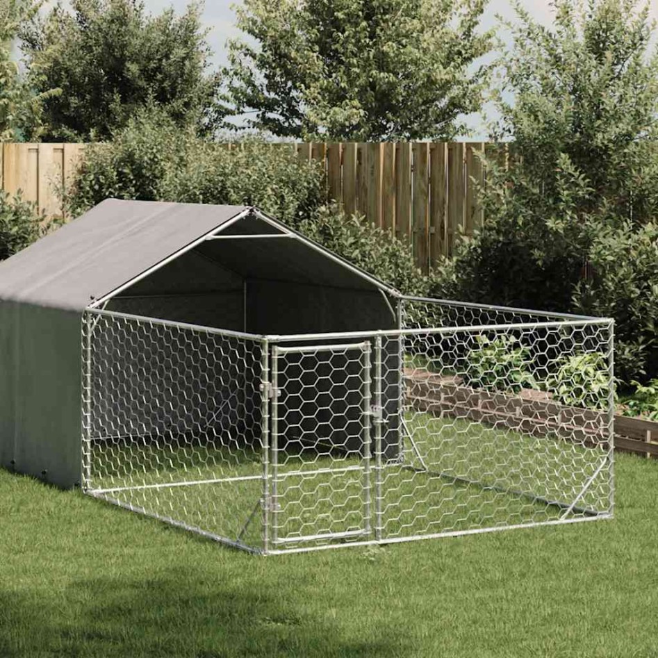 Caseta perros exterior con corral 5x2x1,5 m acero